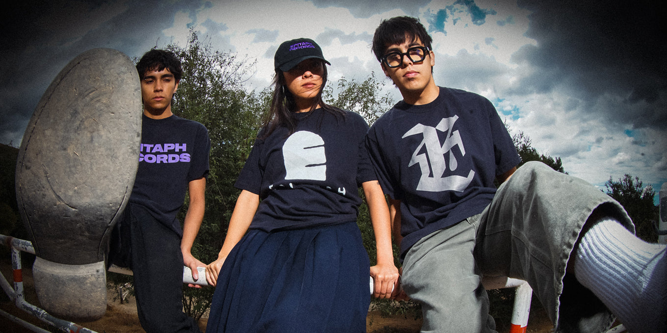 Models wearing Epitaph Records merchandise