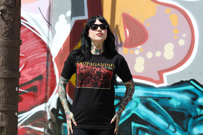 At Peace Album T-Shirt (Black) on Model B