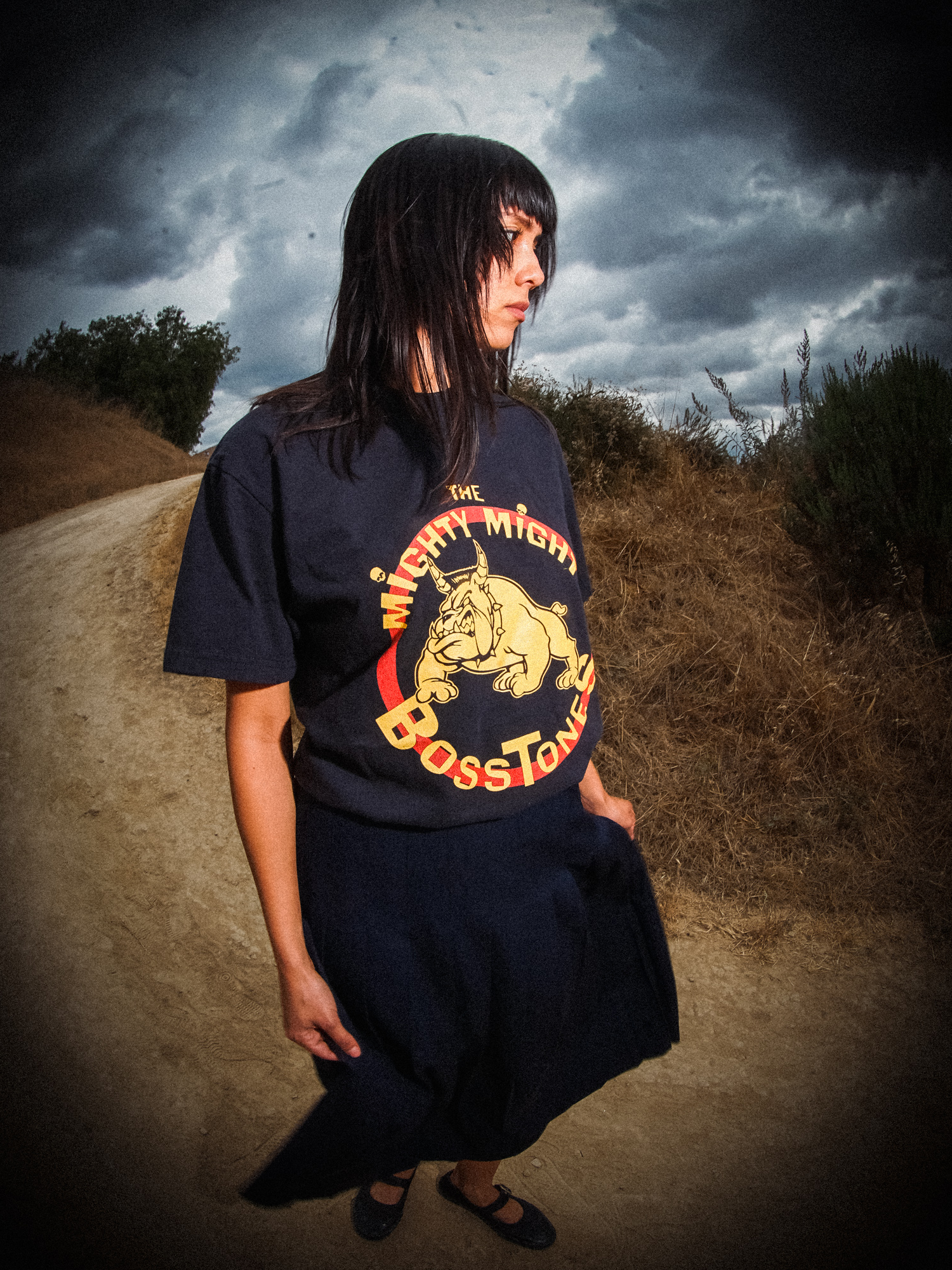 Model wearing Bulldog Logo Tee (Black)