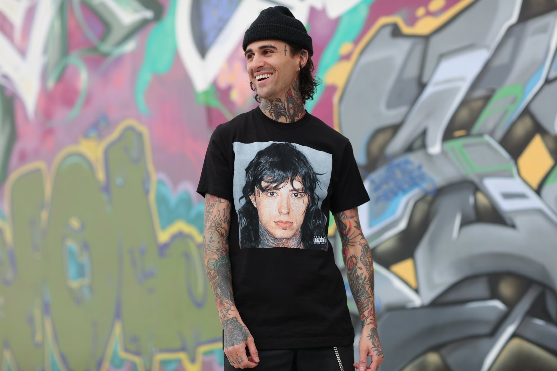 Popular Monster Cover and Back Logo Tee (Black)